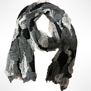 NWOT Elegant Black and Gray Lace Scarf